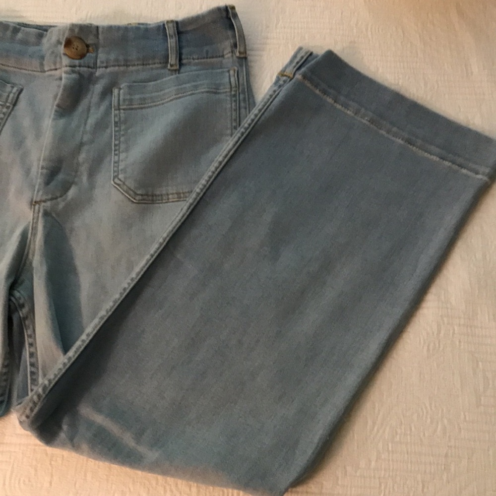 Maeve by Anthropologie Collette Light Wash Blue Denim Patch Pocket Jeans 30 - Picture 3 of 17
